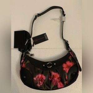 No Boundaries Women's Hobo Handbag Purse Floral Black
